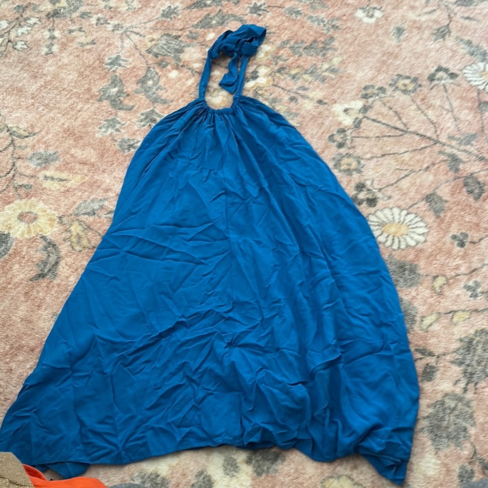 Elegant Blue Halter Dress